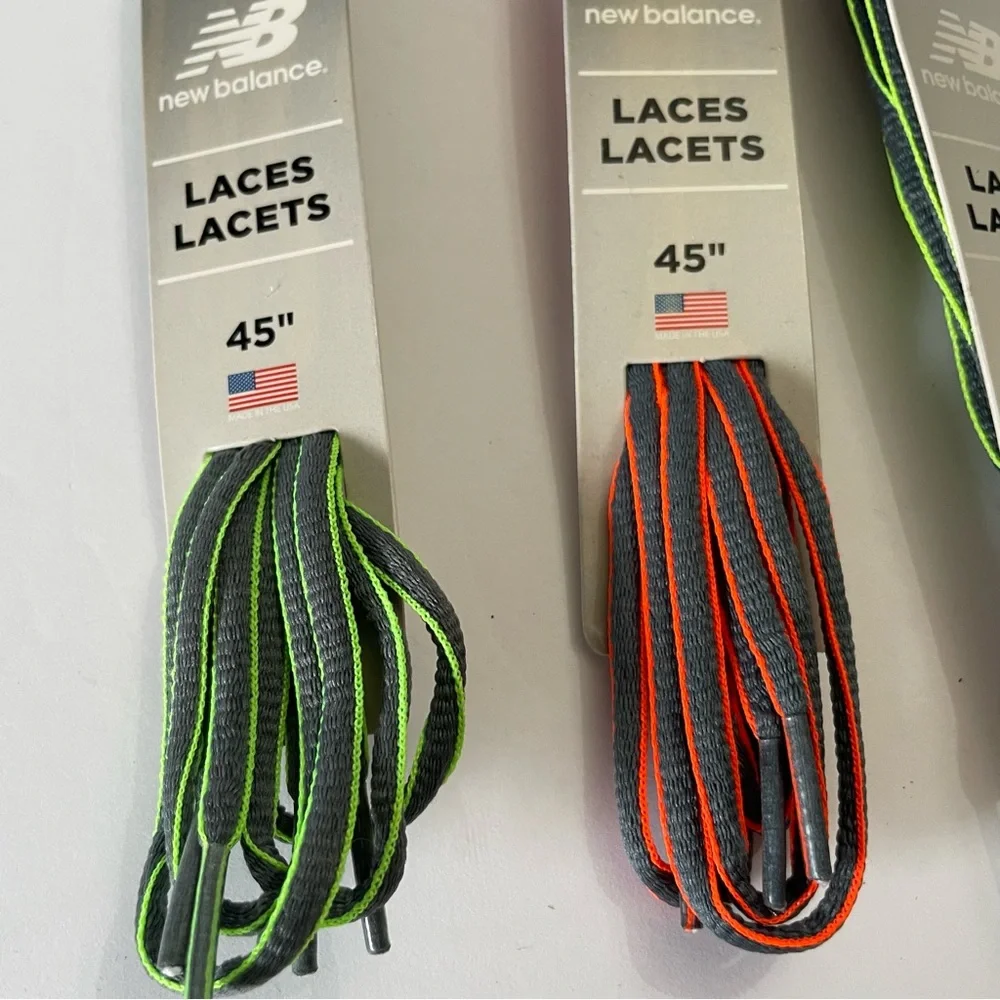 New Balance Gray/Neon Oval Laces 45” Bundle